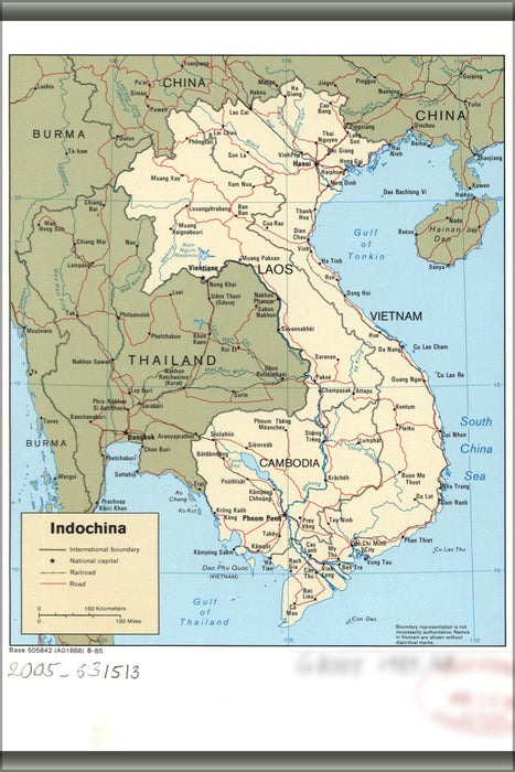 Poster, Many Sizes Available; Cia Map Of Vietnam Laos Cambodia 1985