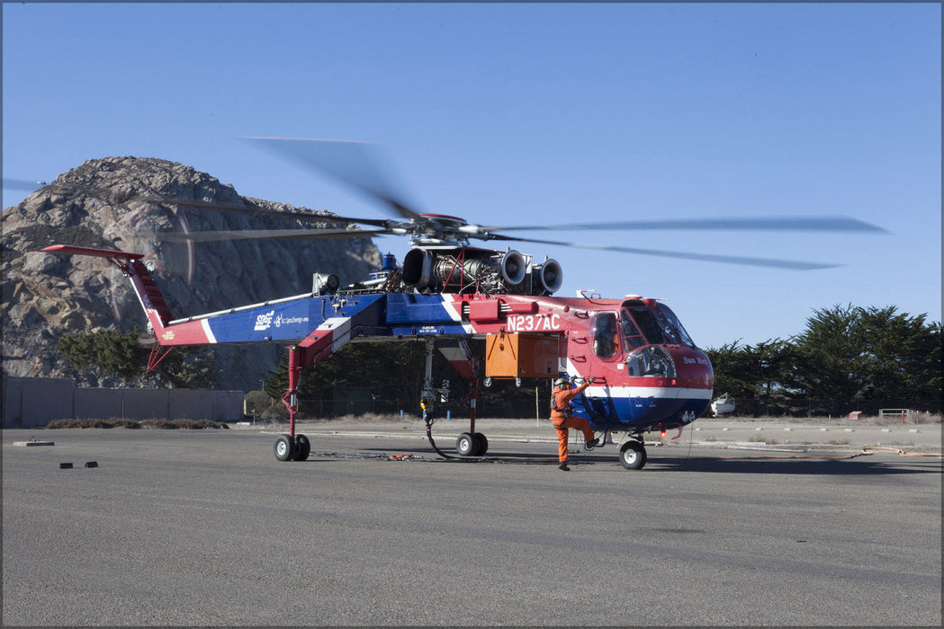 Poster, Many Sizes Available; Sikorsky S-64 Skycrane Helicopter Morro Bay California P2