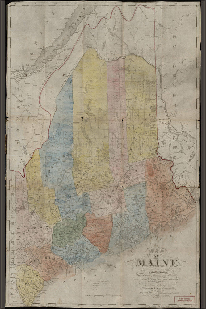 Poster, Many Sizes Available; Map Of Maine 1843