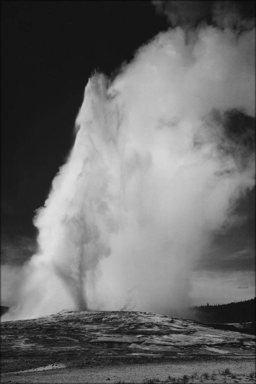 Poster, Many Sizes Available; Old Faithful Geyser Erupting In Yellowstone National Park By Ansel Adams