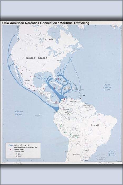 Poster, Many Sizes Available; Cia Map S America Cocaine Marijuana Traffic 1985