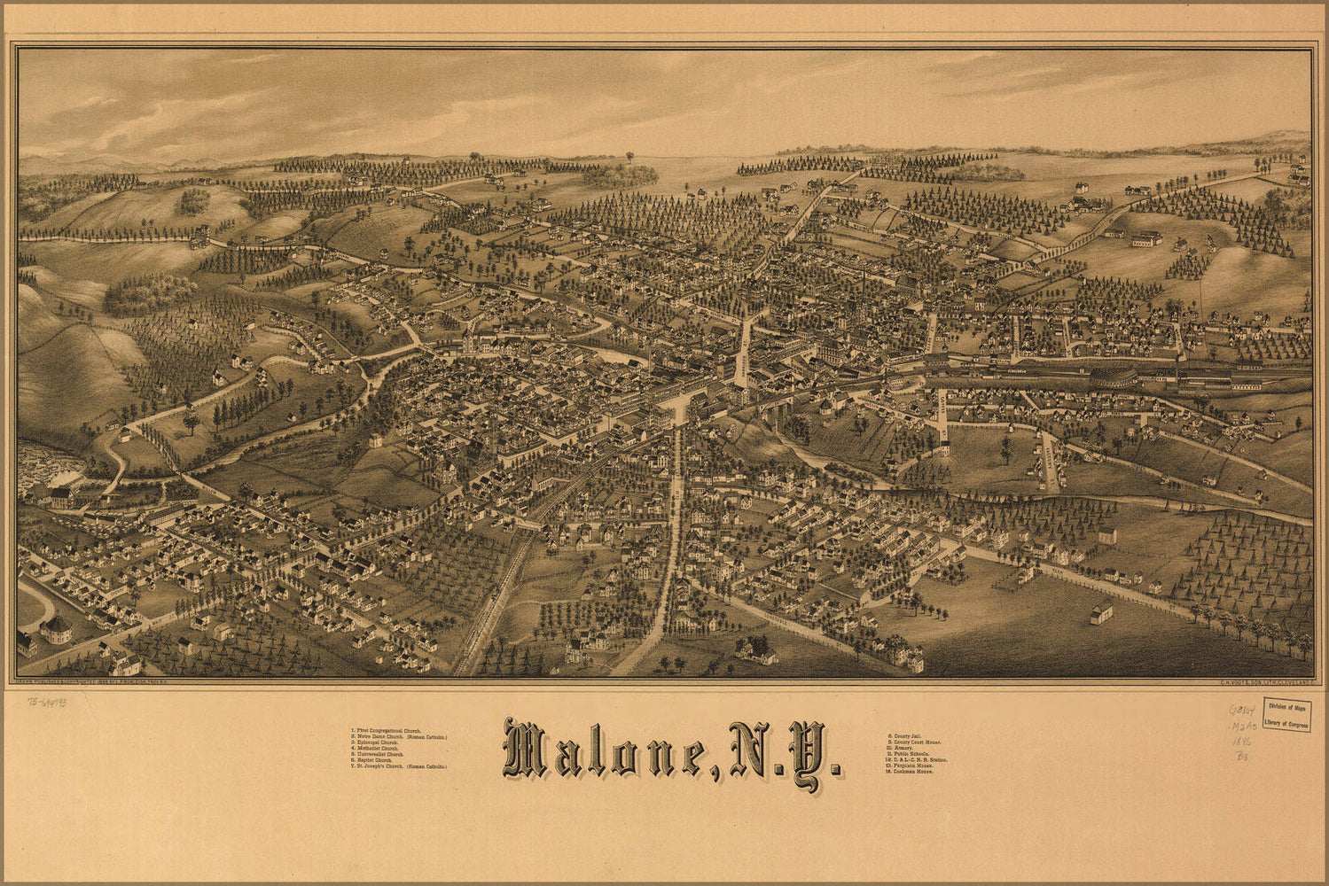 Poster, Many Sizes Available; Map Of Malone, New York 1886