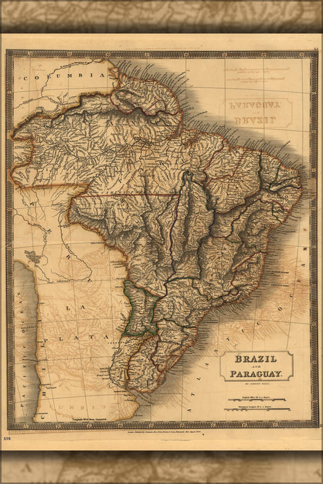 Poster, Many Sizes Available; Map Of Brazil And Paraguay 1828