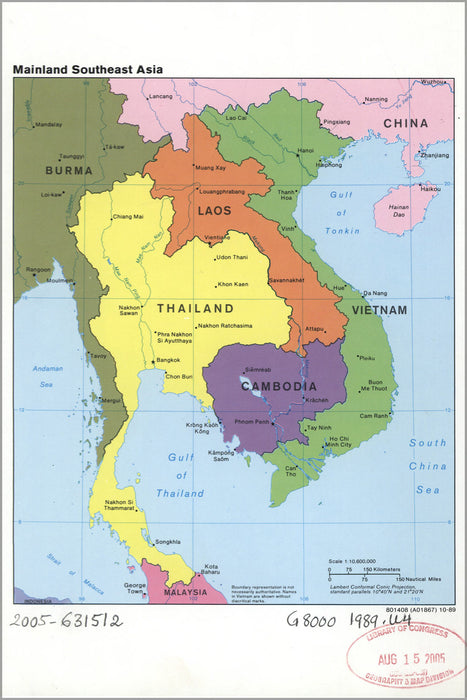 Poster, Many Sizes Available; Cia Map Vietnam Laos Cambodia Thailand 1989