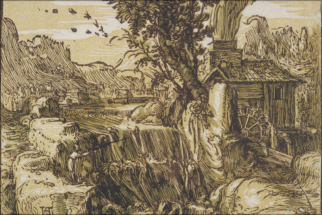 Poster, Many Sizes Available; Hendrick Goltzius, Dutch Active Haarlem Landscape With A Waterfall