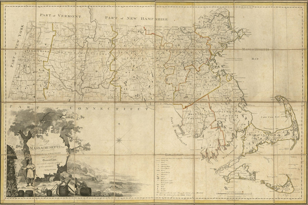 Poster, Many Sizes Available; Map Of Massachusetts 1802