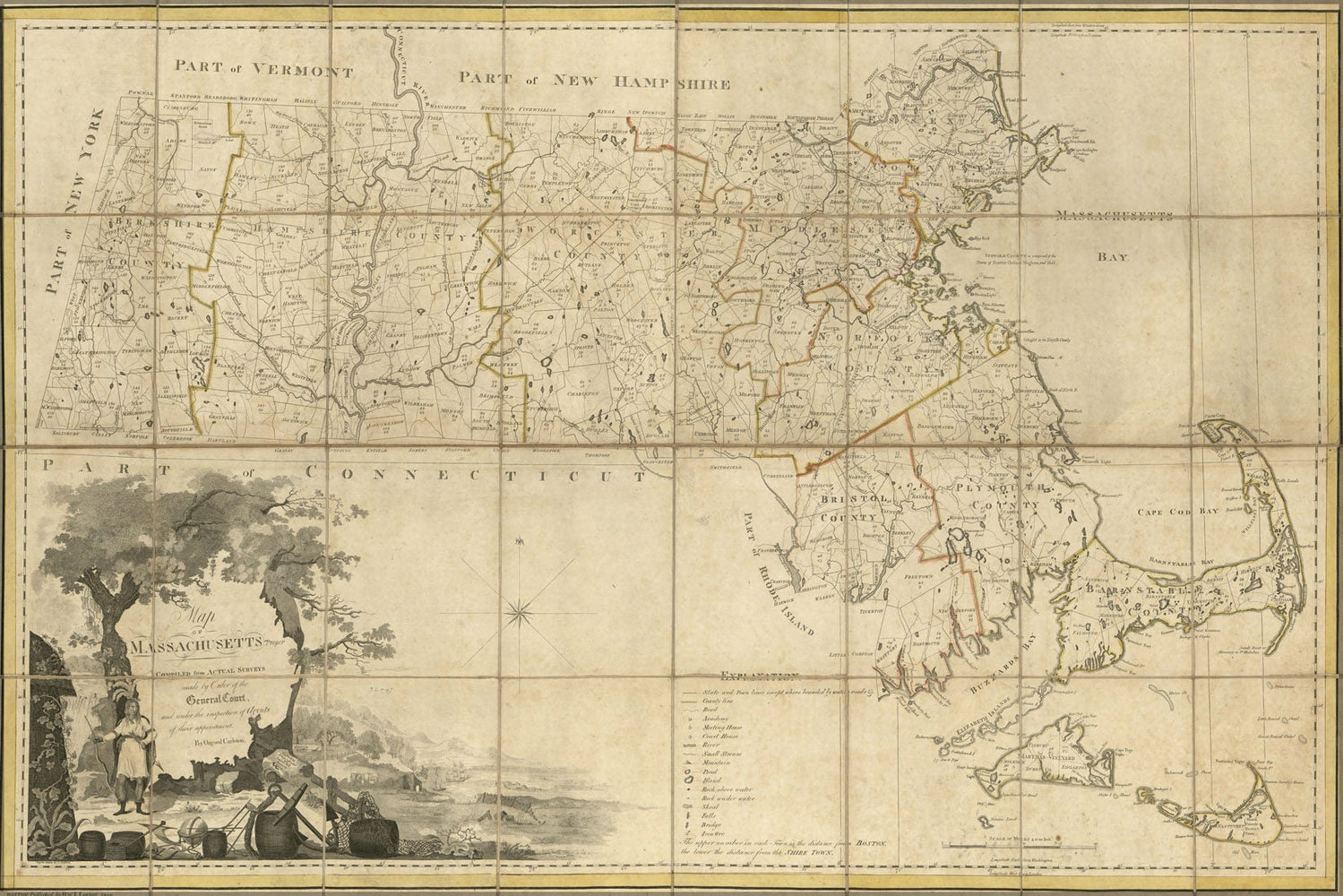 Poster, Many Sizes Available; Map Of Massachusetts 1802