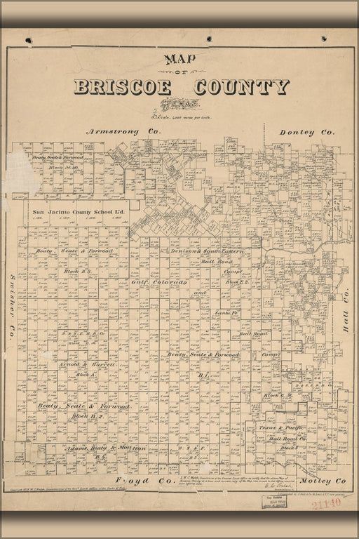 Poster, Many Sizes Available; Map Of Briscoe County, Texas 1897