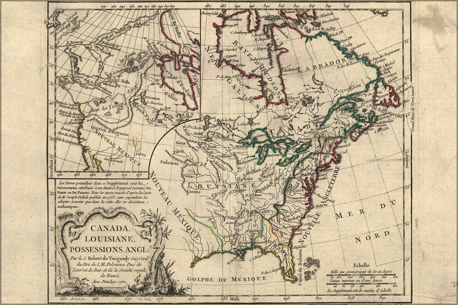 Poster, Many Sizes Available; Map Of British Colonies Pre Usa & Canada 1762