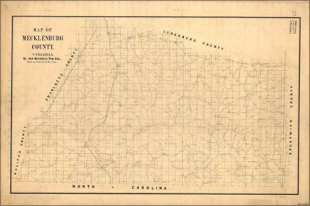 Poster, Many Sizes Available; Map Of Mecklenburg County, Virginia 1860