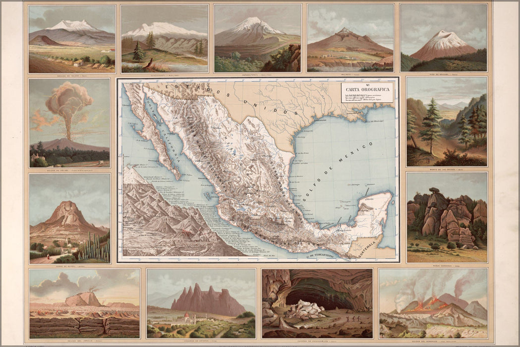 Poster, Many Sizes Available; Orographic Map Of Mexico 1885