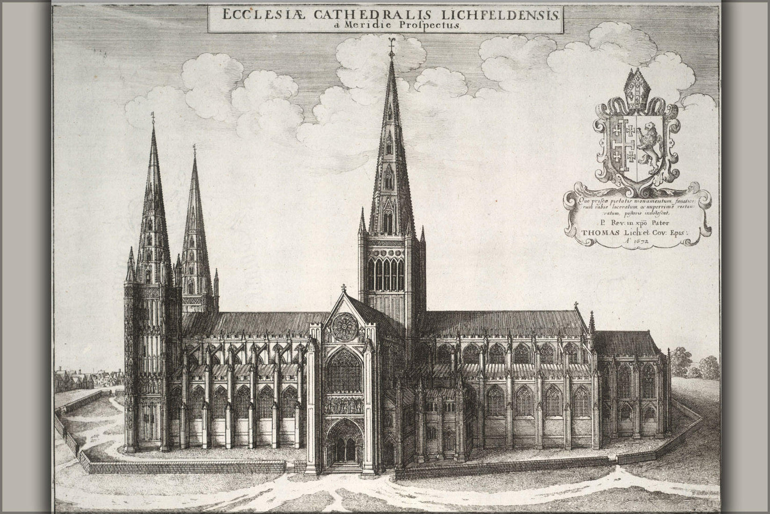 Poster, Many Sizes Available; Lichfield Cathedral 17Th Century Map By Wenceslaus Hollar