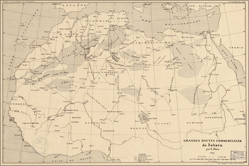 Poster, Many Sizes Available; Map Of Trade Routes Sahara Desert 1890 In French