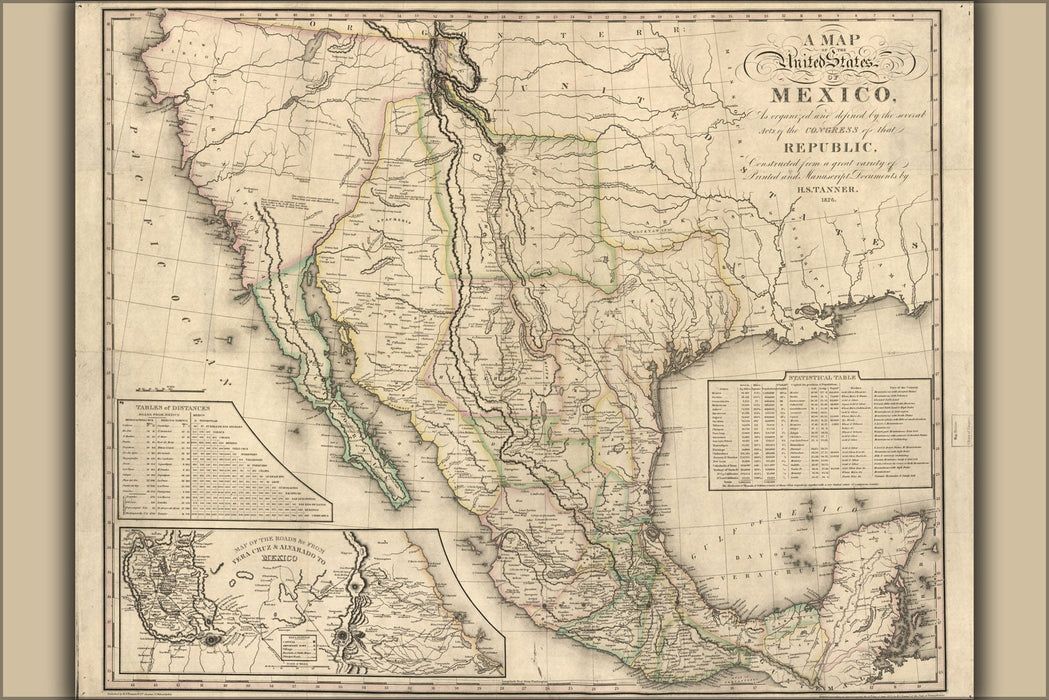 Poster, Many Sizes Available; Map Of Mexico 1826