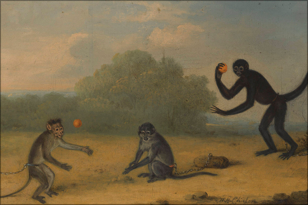 Poster, Many Sizes Available; Henry Bernard Chalon Three Monkeys At Play 1820