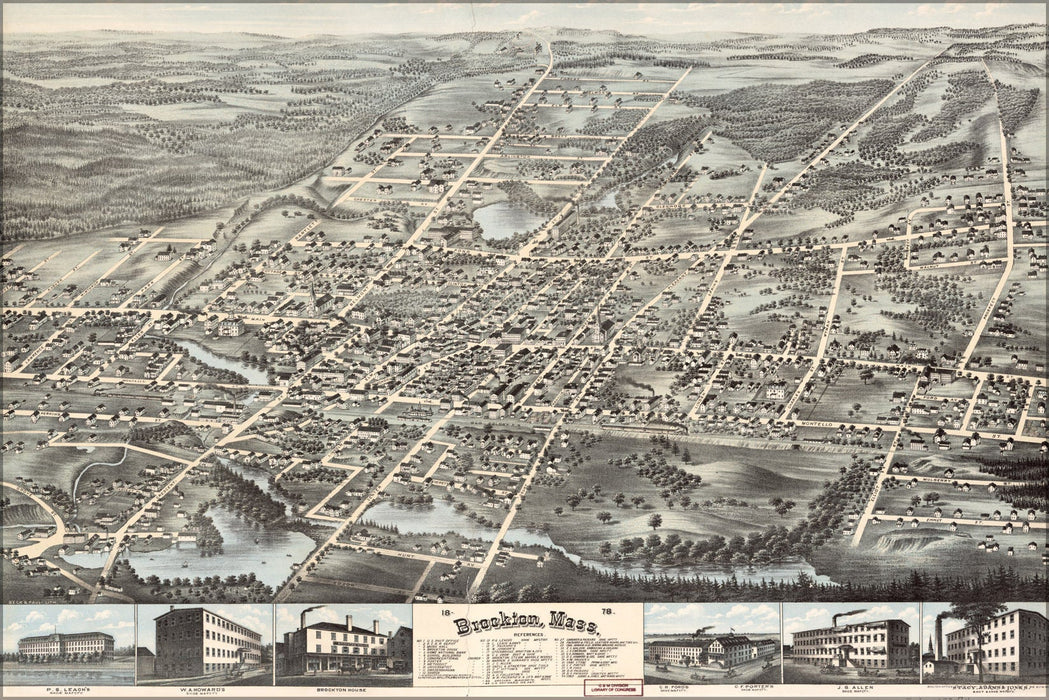 Poster, Many Sizes Available; Map Of Brockton, Massachusetts  1878