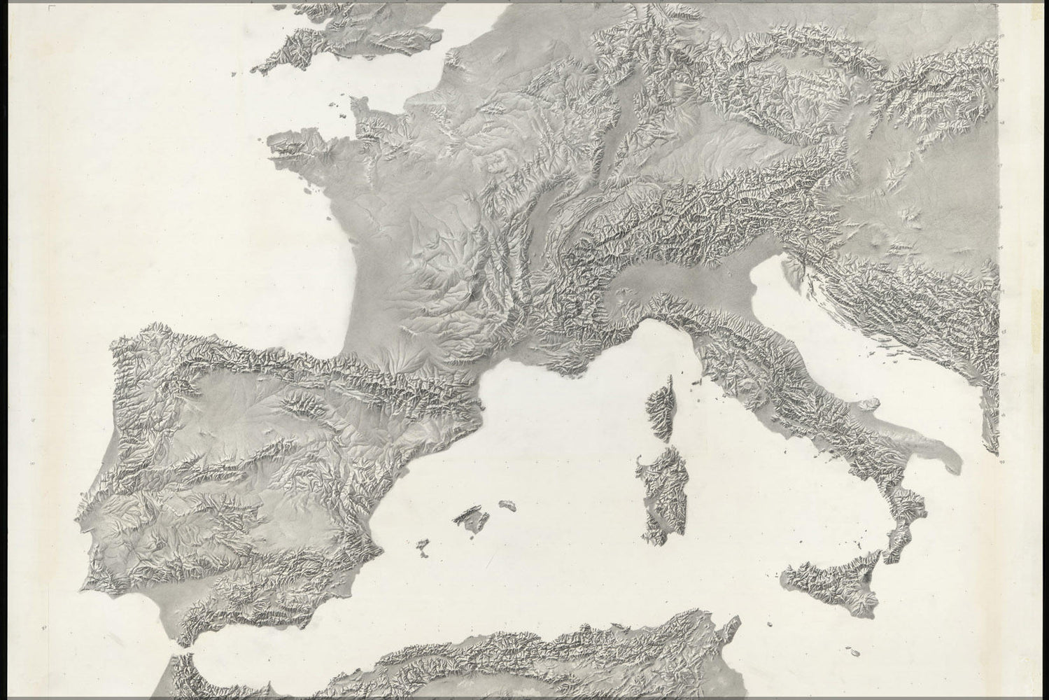 Poster, Many Sizes Available; Cia Terrain Map Of Sw Europe Spain France Italy