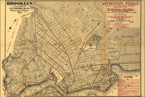 Poster, Many Sizes Available; Map Of Brooklyn 1874