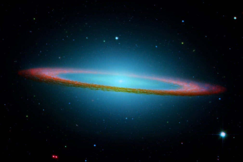 Poster, Many Sizes Available; Sombrero Galaxy In Infrared Light (Hubble Space Telescope And Spitzer Space Telescope)