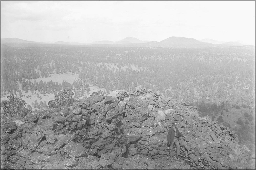 Poster, Many Sizes Available; Cinder Cones Near San Francisco Mountain, Coconino County, Arizona. Close-Up Of A Man Standing In Right Foregr