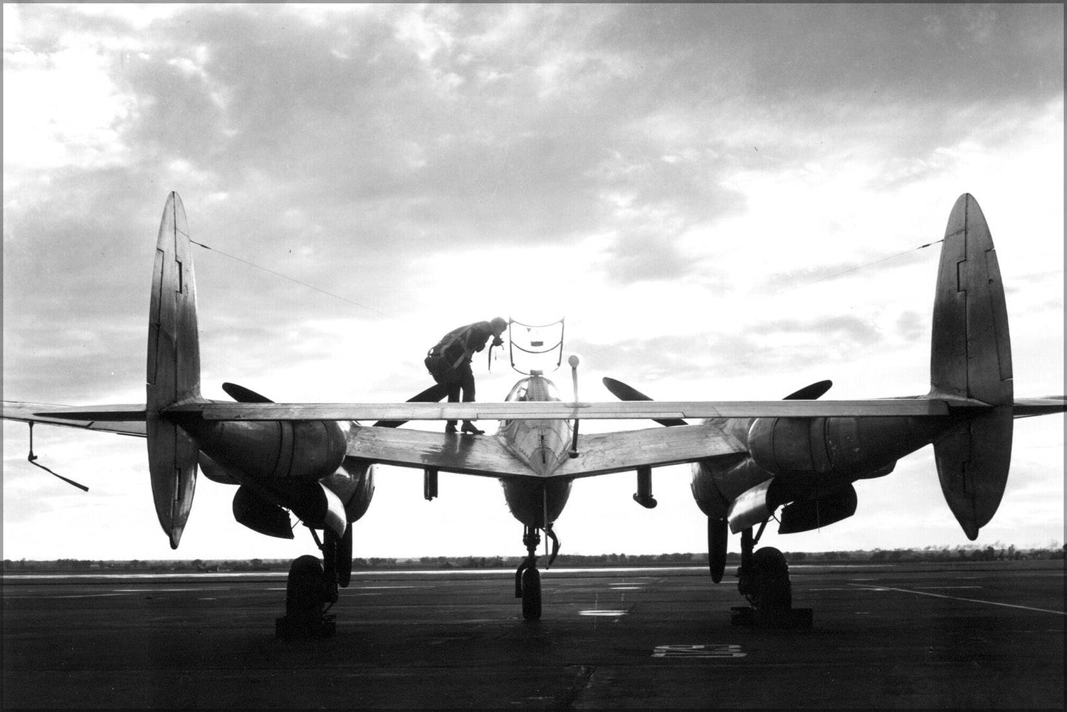 Poster, Many Sizes Available; P-38 Lightning At Sunset December 1944 P2