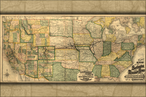 Poster, Many Sizes Available; Map Of Burlington & Missouri River Railroad 1882