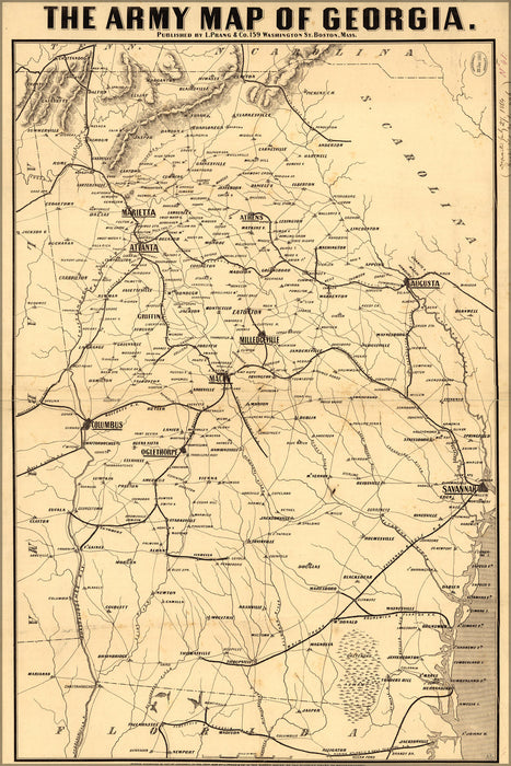 Poster, Many Sizes Available; Civil War Army Map Of Georgia 1864