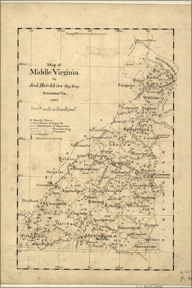 Poster, Many Sizes Available; Map Of Middle Virginia 1873