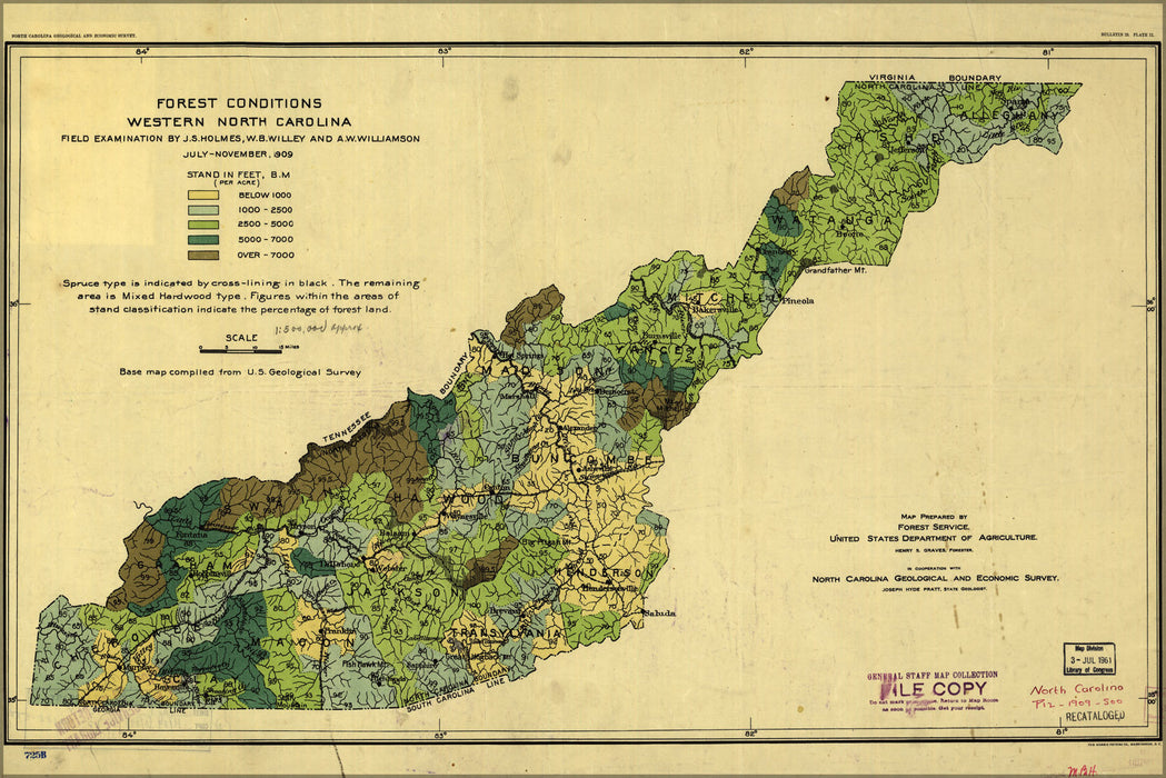 Poster, Many Sizes Available; Forest Map West North Carolina 1909