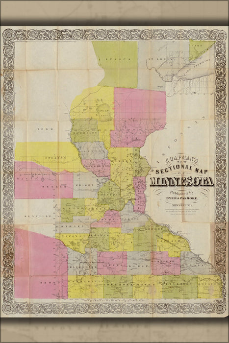 Poster, Many Sizes Available; Map Of Minnesota 1856