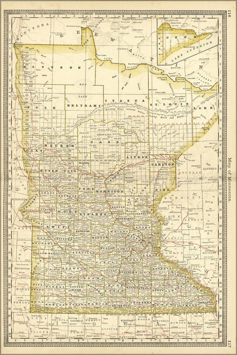 Poster, Many Sizes Available; Map Of Minnesota 1881