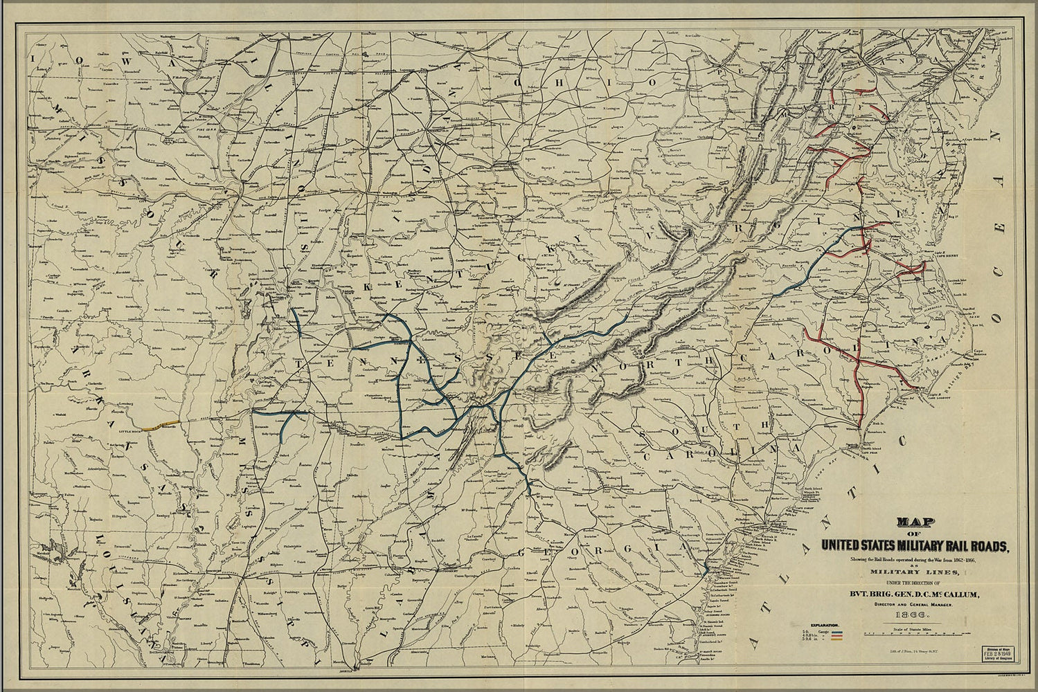 Poster, Many Sizes Available; Map Of United States Military Rail Roads 1862-66