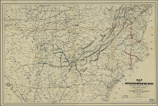 Poster, Many Sizes Available; Map Of United States Military Rail Roads 1862-66