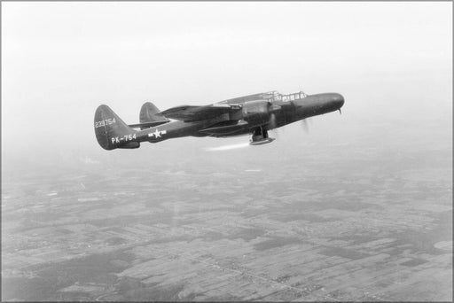 Poster, Many Sizes Available; P-61 Black Widow Flight Test With Ramjet Burning 1947