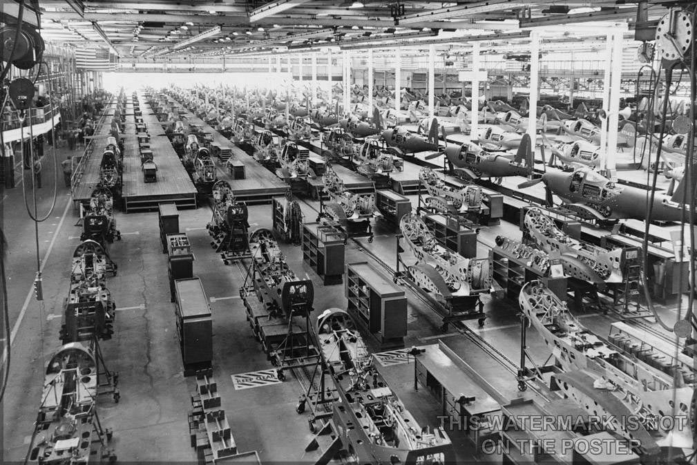 Poster, Many Sizes Available; P-63 Kingcobra & P-39 Airacobra Assembly Line Niagra Falls Ny C1944