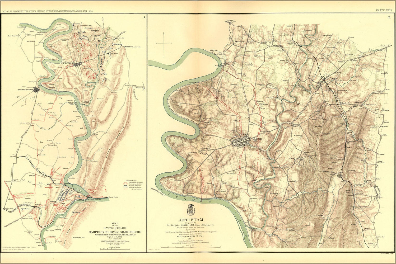 Poster, Many Sizes Available; Civil War Battle Map Of Harper&#39;S Ferry And Sharpburg, Antietam