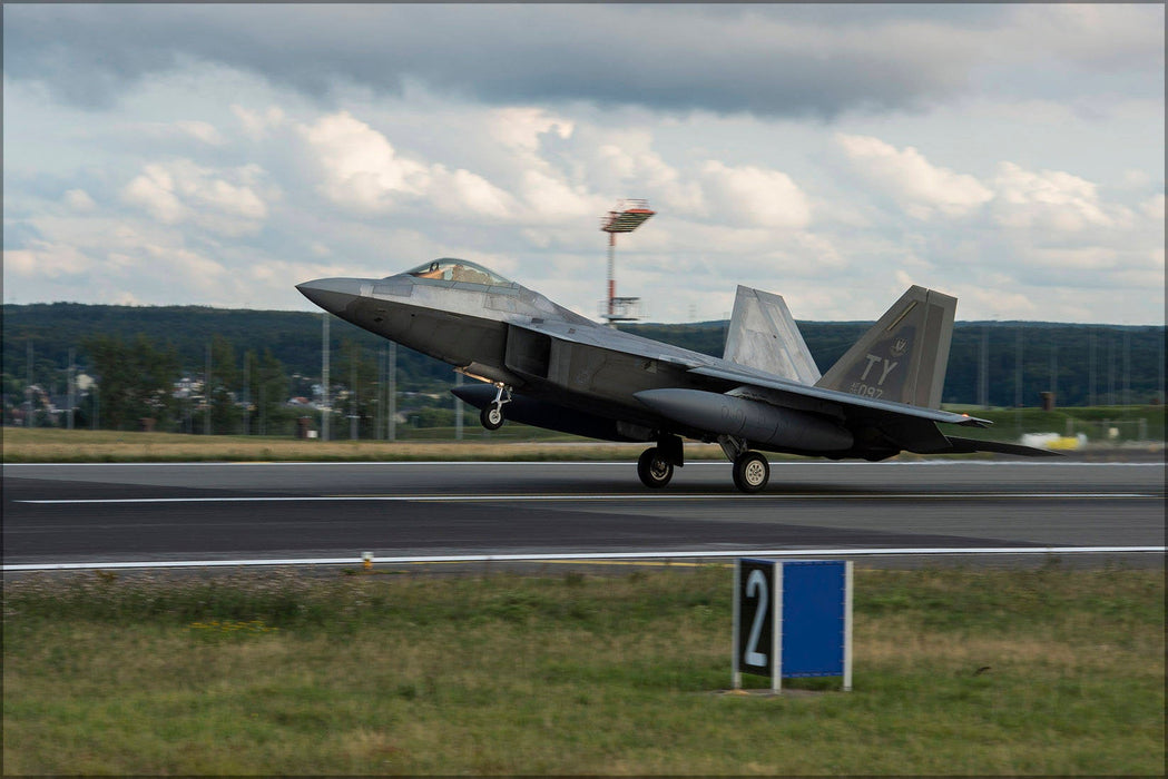 Poster, Many Sizes Available; Lockheed Martin F-22A Raptor Lands At Spangdahlem Air Base