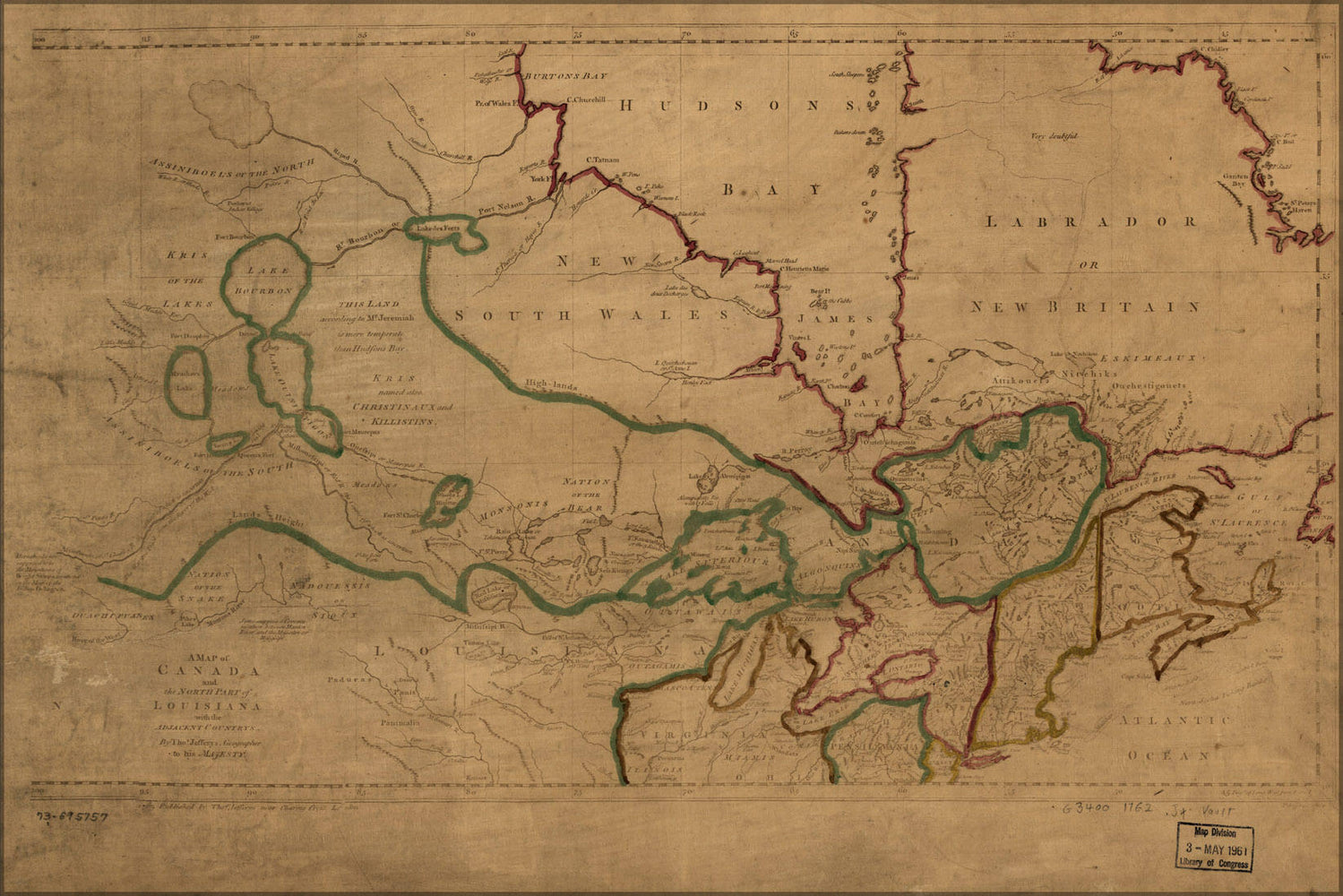 Poster, Many Sizes Available; Map Of Canada Michigan & New England 1762