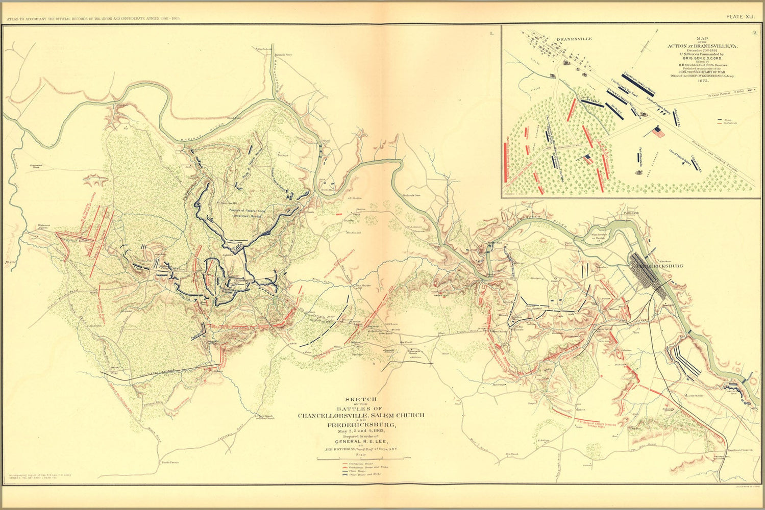 Poster, Many Sizes Available; Civil War Battle Map Of Chancellorsville, Salem Church And Fredericksburg, Dranesville (Va)