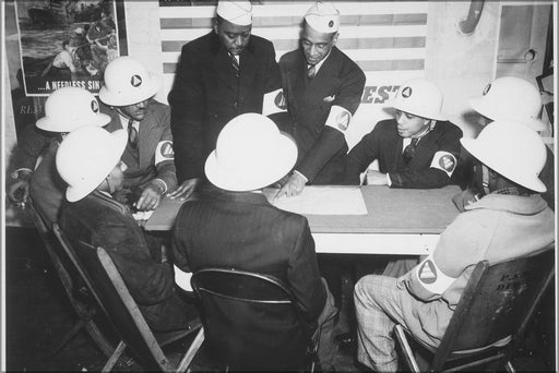 Poster, Many Sizes Available; Air Raid Wardens At A Sector Meeting In Washington, Dc, Discuss The Zones They Control During A Practice Air R