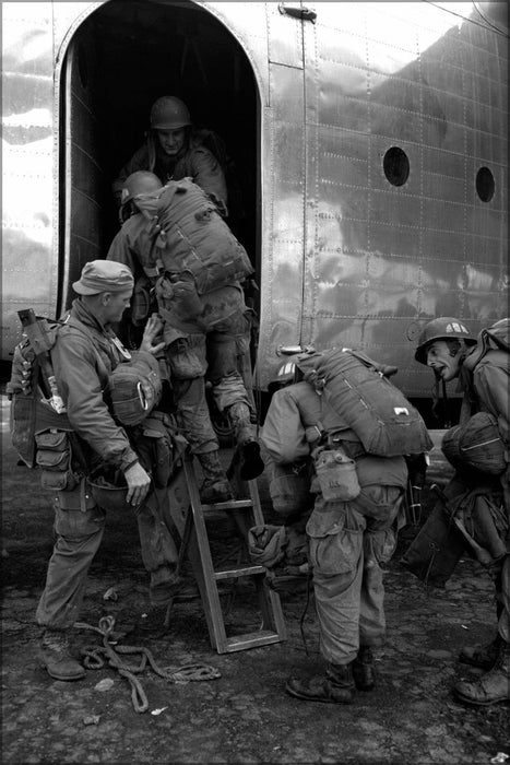 Poster, Many Sizes Available; Airborne Paratroops Board For Parachute Drop Korean War 1950