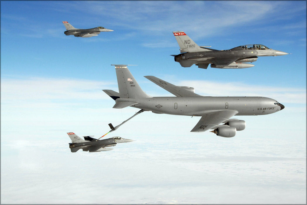 Poster, Many Sizes Available; Boeing Kc-135R Stratotanker Refuels F-16A F-16B Fighting Falcons