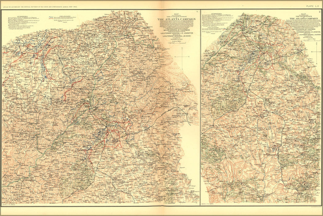 Poster, Many Sizes Available; Civil War Map Atlanta Campaign  P2