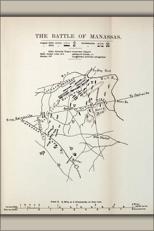 Poster, Many Sizes Available; Civil War Map Battle Of Manassas