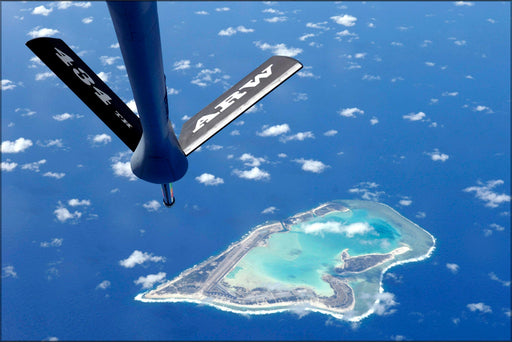 Poster, Many Sizes Available; Boom From Kc-135R Stratotanker Over Wake Island