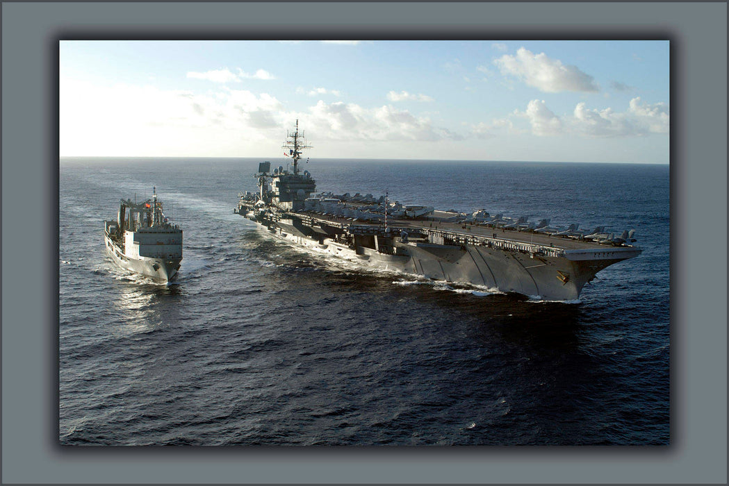 Poster, Many Sizes Available; Aircraft Carrier Uss Kitty Hawk (Cv 63) Prepares To Receive Fuel At Sea From The Royal Australian Navy Ship Hm