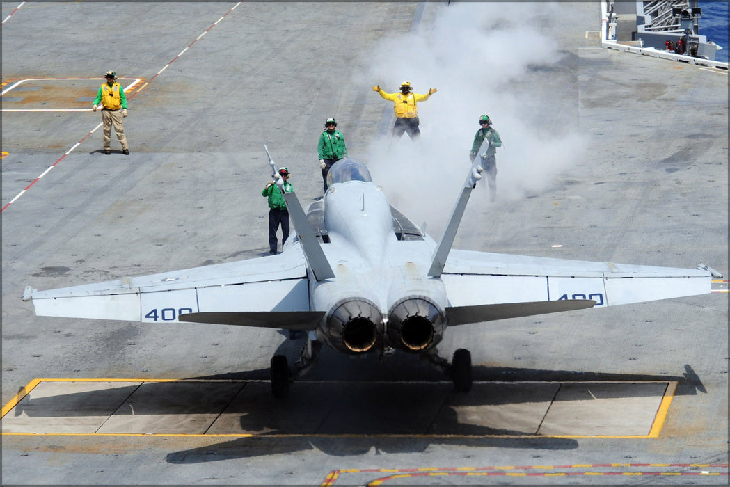 Poster, Many Sizes Available; Aircraft Director Guides An Fa-18 Hornet F-18 Uss Carl Vinson