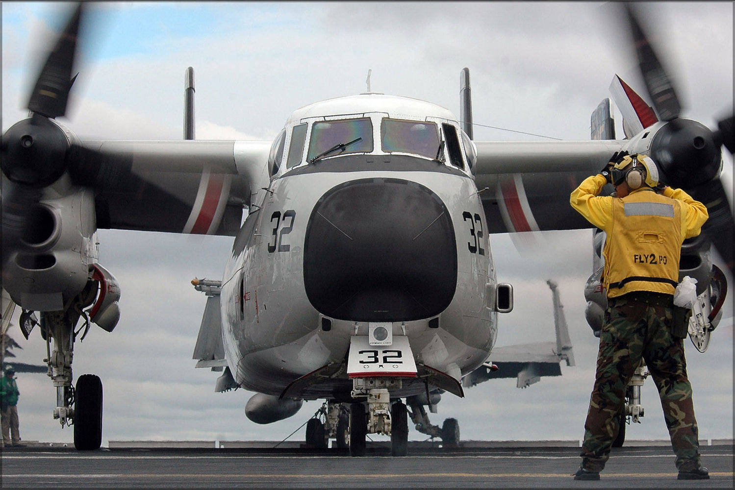 Poster, Many Sizes Available; Aircraft Director Taxis C-2A Greyhound Uss Kitty Hawk (Cv 63)