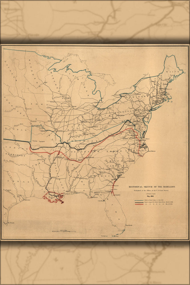 Poster, Many Sizes Available; Civil War Map Historical Sketch Of Rebellion 1862