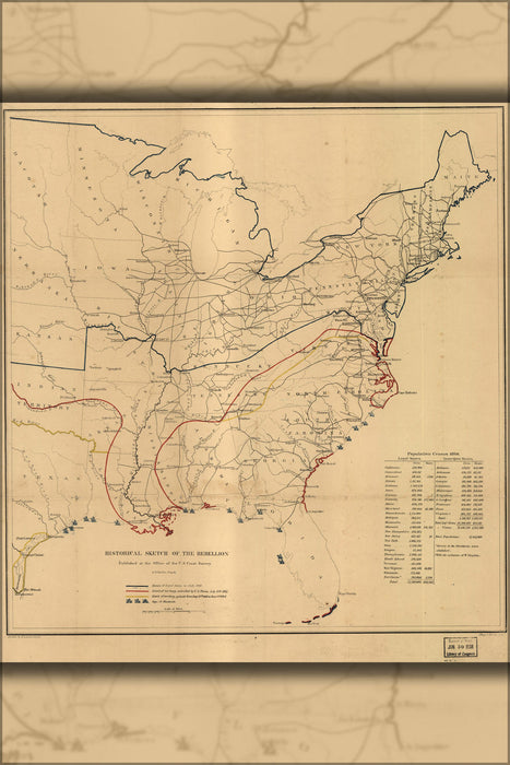 Poster, Many Sizes Available; Civil War Map Historical Sketch Of Rebellion 1864